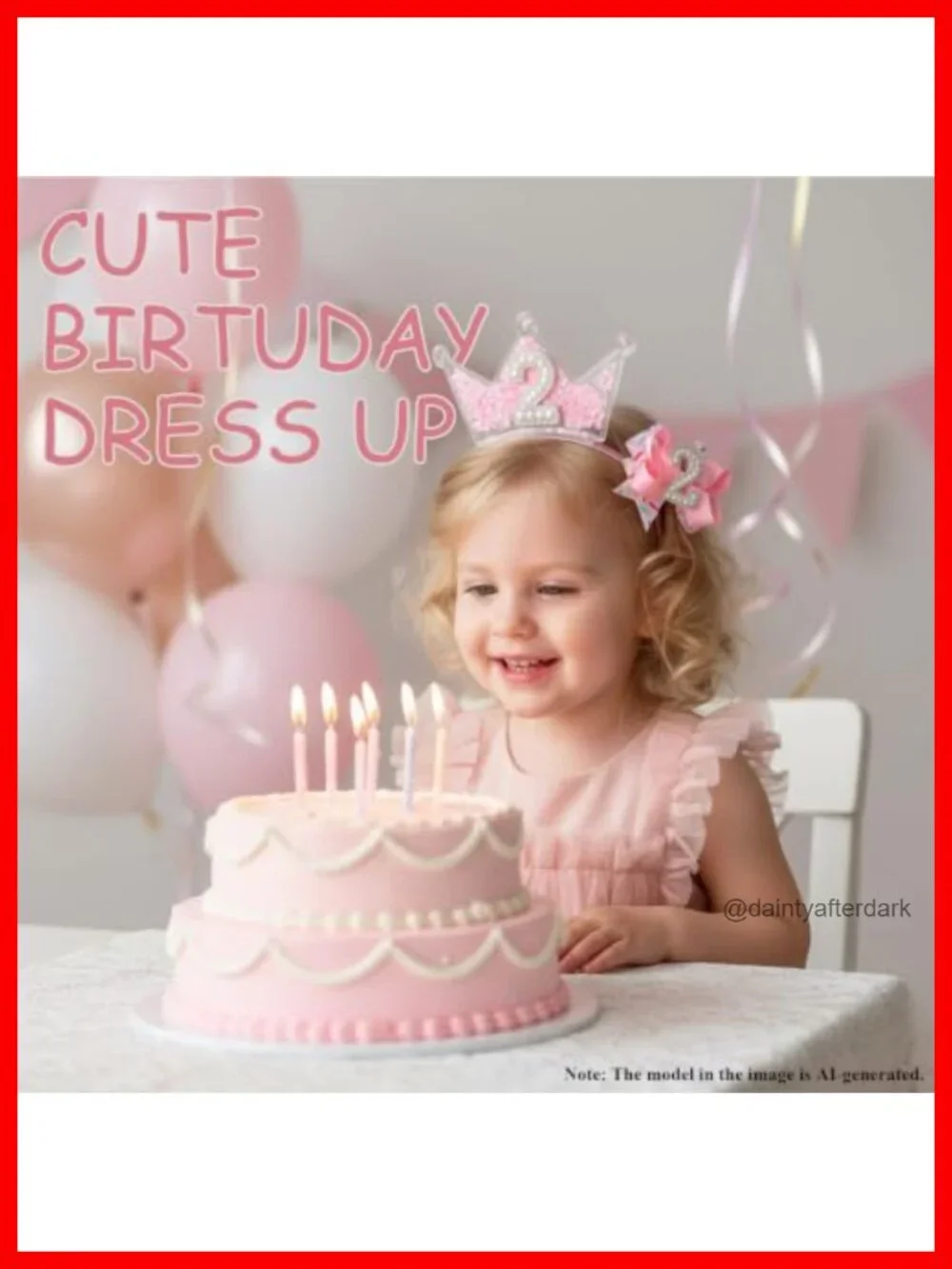 Birthday Crown Headband and Hair Bow Set with Rhinestones for Princess Party